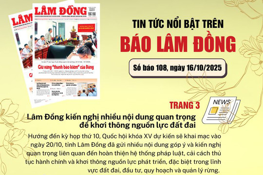 Mời độc giả đón đọc báo in Lâm Đồng hôm nay (16/10)