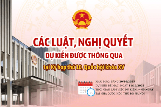 [Infographic] Các luật, nghị quyết dự kiến được thông qua tại Kỳ họp thứ 10, Quốc hội khóa XV