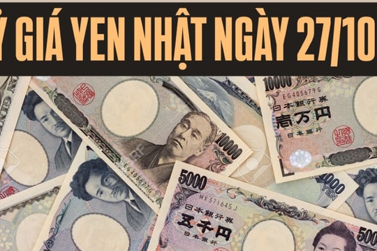 Tỷ giá yen Nhật hôm nay 27/10: Đồng loạt giảm tại ngân hàng
