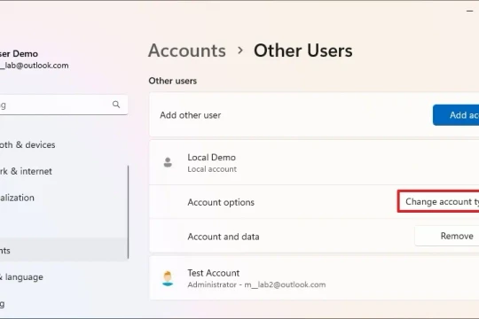 Hướng dẫn chuyển sang tài khoản cục bộ trên Windows 11