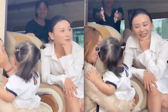 Phương Oanh xuất hiện tại phim trường cùng cặp song sinh