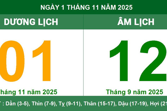 Âm dương lịch 01/11/2025: giờ hoàng đạo, hướng tốt