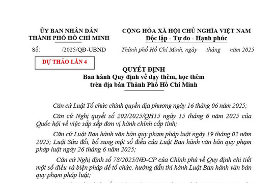 Cập nhật dự thảo Quyết định quy định về dạy thêm học thêm tại TPHCM