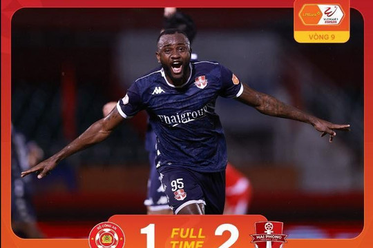 Hải Phòng thắng CA TP.HCM 2-1, vươn top 3 V-League