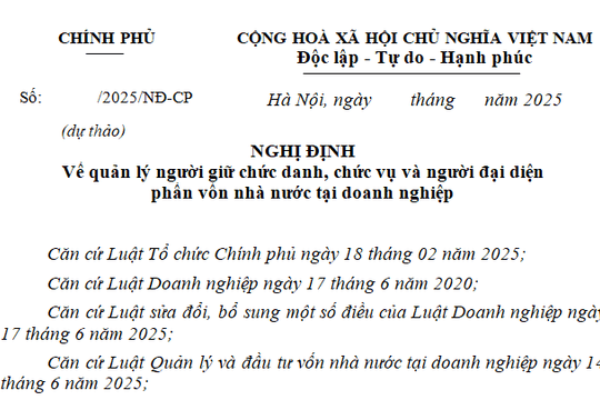 Đã có dự thảo Nghị định về quản lý người đại diện vốn nhà nước tại doanh nghiệp