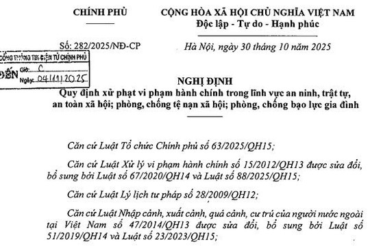Đã có Nghị định 282/2025/NĐ-CP xử phạt vi phạm hành chính về an ninh trật tự xã hội