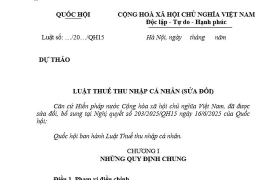 Dự thảo Luật Thuế thu nhập cá nhân (sửa đổi) mới nhất