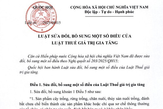 Đã có dự thảo Luật sửa đổi Luật Thuế giá trị gia tăng