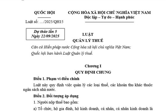 Đã có dự thảo Luật Quản lý thuế (sửa đổi) mới nhất