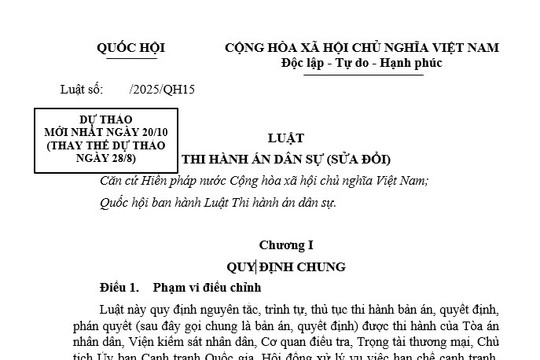 Đã có dự thảo Luật Thi hành án dân sự (sửa đổi) mới nhất
