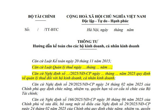 Đã có dự thảo Thông tư hướng dẫn kế toán cho các hộ kinh doanh cá nhân kinh doanh