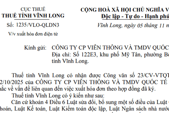 Công văn 1235 hướng dẫn mới về xuất hóa đơn điện tử theo hợp đồng đã ký