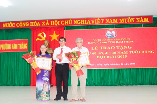 Phường Hàm Thắng trao Huy hiệu Đảng cho 13 đảng viên