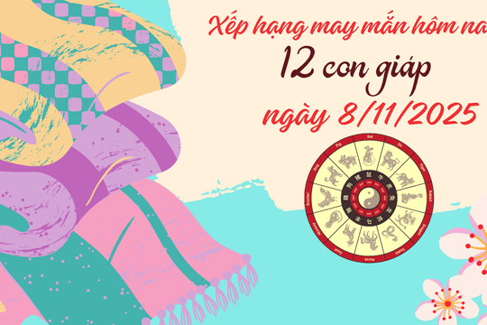 Xếp hạng may mắn tử vi 12 con giáp ngày 8/11/2025: 6 con giáp may mắn