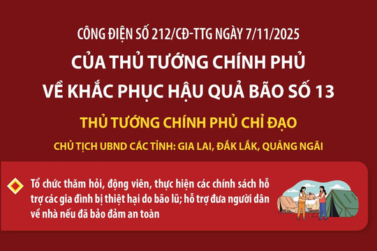 Công điện của Thủ tướng Chính phủ về khắc phục hậu quả bão số 13