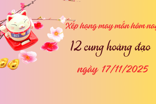 Xếp hạng may mắn tử vi 12 cung hoàng đạo ngày 17/11/2025: Ma Kết và Song Ngư đứng đầu bảng