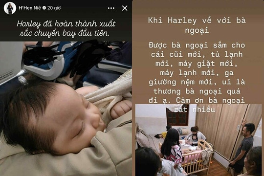 Con gái H'Hen Niê 2 tháng tuổi lần đầu đi máy bay về Đắk Lắk