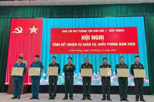 Ban Chỉ huy Phòng thủ Khu vực 1 - Đức Trọng hoàn thành nhiệm vụ quân sự, quốc phòng năm 2025