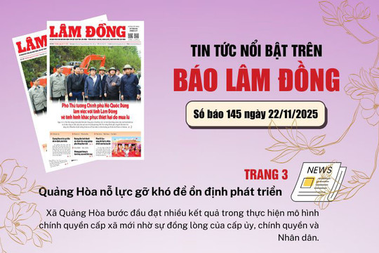 Mời độc giả đón đọc báo in Lâm Đồng hôm nay (22/11)