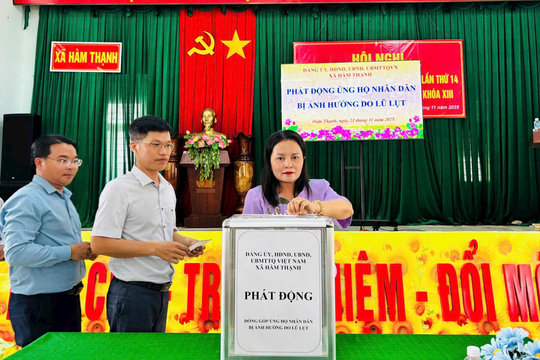 Hàm Thuận Nam, Hàm Thạnh phát động ủng hộ các xã bị thiệt hại do lũ lụt