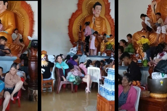 Đắk Lắk: Sư trụ trì dọn bàn Phật lấy chỗ cho người dân tránh lũ
