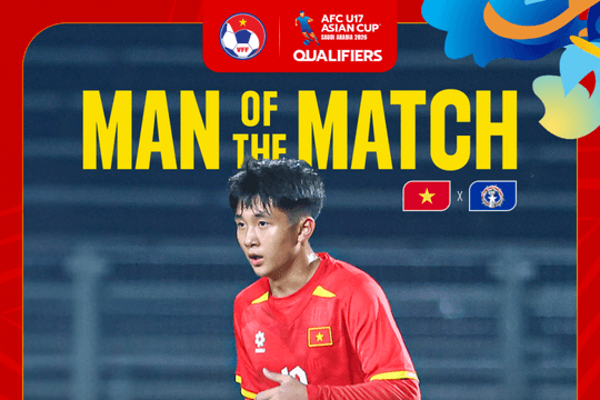 Trần Mạnh Quân được AFC vinh danh sau chiến thắng 14-0