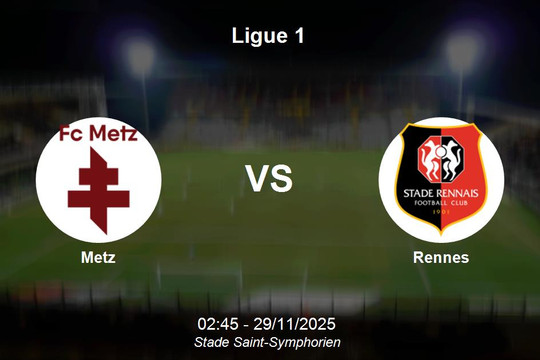 Nhận định Metz vs Rennes - Ligue 1, 02:45 ngày 29/11