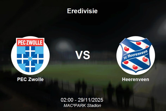 Nhận định PEC Zwolle vs Heerenveen - Eredivisie