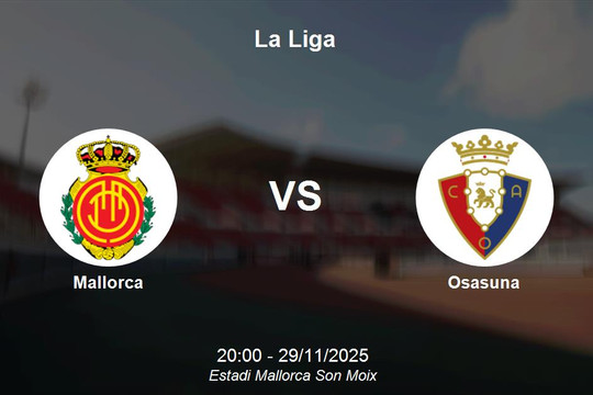 Nhận định Mallorca vs Osasuna - La Liga, 20:00 ngày 29/11