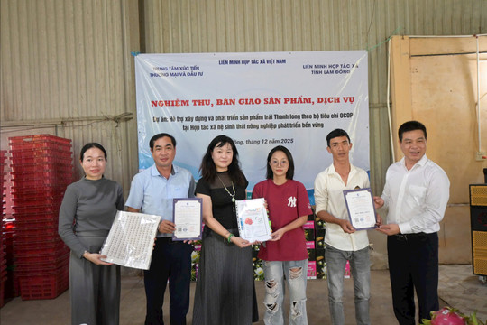 Bàn giao sản phẩm dự án thanh long OCOP cho HTX đầu tiên tại Lâm Đồng