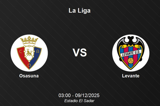 Nhận định Osasuna vs Levante - La Liga, 03:00 09/12/2025