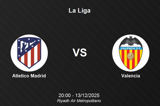 Nhận định Atletico Madrid vs Valencia - La Liga 13/12
