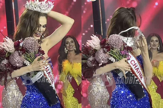 Tân Hoa hậu Miss Charm 2025 Anna Blanco gặp sự cố với vương miện