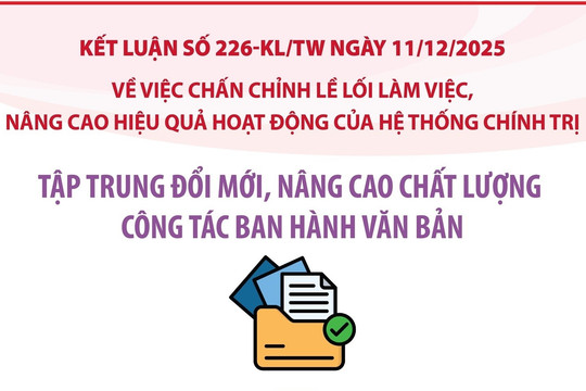 Kết luận số 226-KL/TW: Tập trung đổi mới, nâng cao chất lượng công tác ban hành văn bản