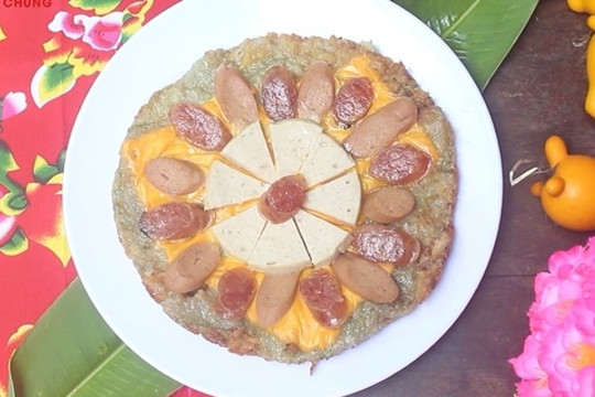 Mẹo làm pizza bánh chưng giòn rụm từ đồ thừa sau Tết