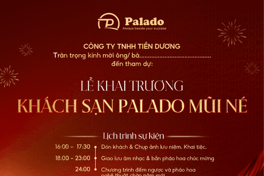 Palado Hotel Mũi Né - Không gian nghỉ dưỡng biển đẳng cấp đón khách từ 1/1/2026