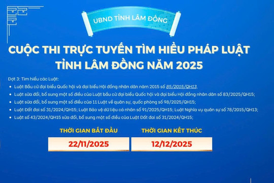 Lâm Đồng công bố kết quả Cuộc thi trực tuyến tìm hiểu pháp luật đợt 3