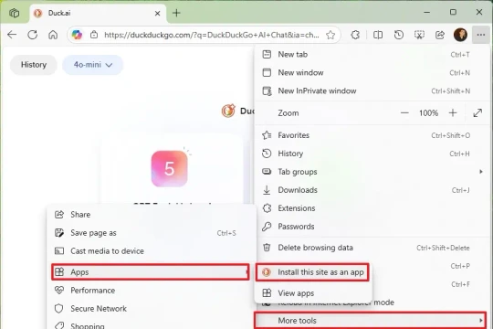 Cách cài đặt Duck.ai thành ứng dụng trên Windows 11 và 10