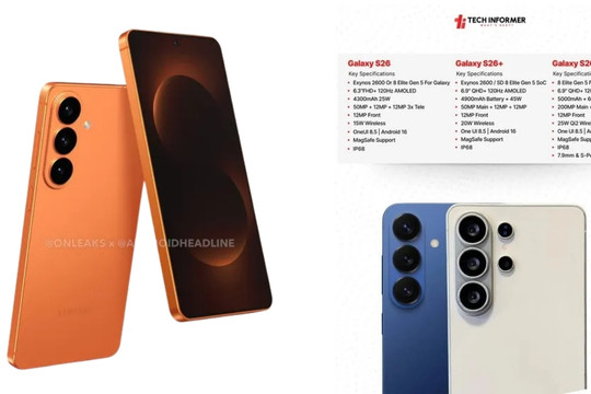Galaxy S26 Plus lộ diện với màn hình 6.9 inch và sạc từ tính Qi2