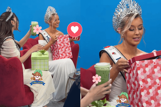 Tân Miss Cosmo Yolina và phản ứng tinh tế khi liên tục nhận quà