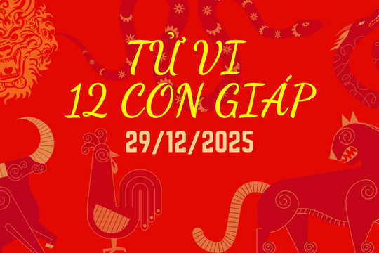 12 con giáp vào thứ Hai, ngày 29/12/2025: Thìn trẻ trâu, Dậu ảo tưởng sức mạnh