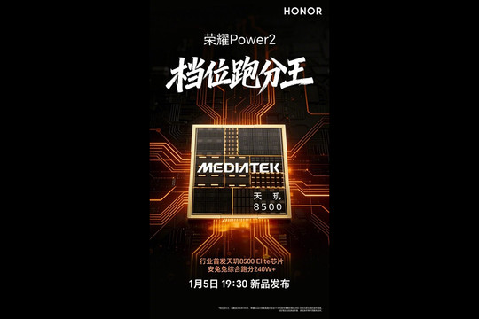 HONOR Power 2 xác nhận dùng chip Dimensity 8500 Elite với hiệu năng 2.4 triệu điểm AnTuTu