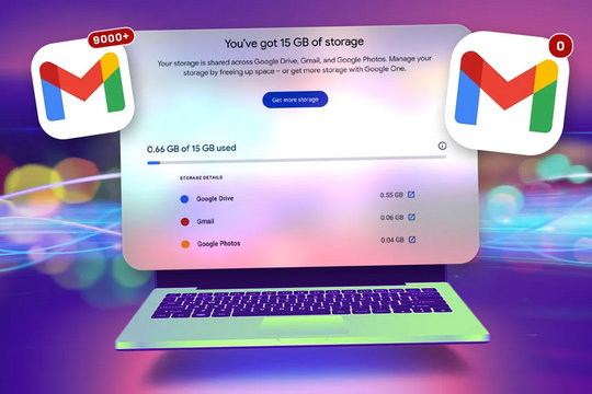 Mẹo giải phóng 15GB dung lượng Gmail không cần xóa thư bằng tài khoản phụ