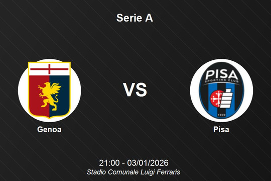 Nhận định Genoa vs Pisa - Serie A: Trận cầu sinh tử cho mục tiêu trụ hạng