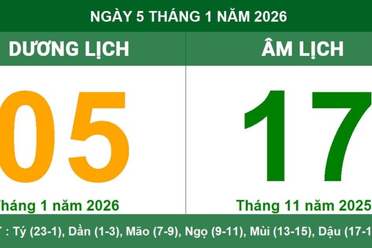 Lịch Âm Dương ngày 5/1/2026: Những lưu ý quan trọng về ngày Thụ Tử