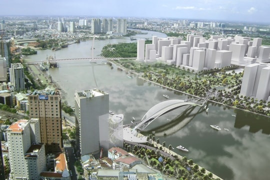 Cầu đi bộ hình lá dừa nước vượt sông Sài Gòn: Biểu tượng kiến trúc mới dần lộ diện