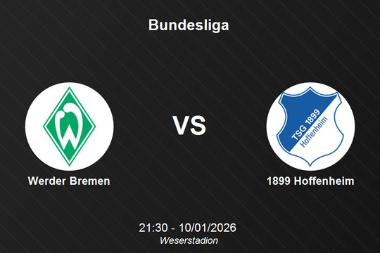 Nhận định Werder Bremen vs 1899 Hoffenheim - Bundesliga: 21h30 ngày 10/1
