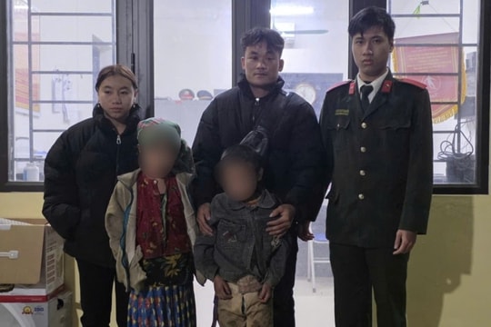 Công an xã Lý Bôn giúp 2 cháu nhỏ người dân tộc đi lạc về với gia đình an toàn