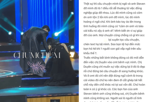 Hoa hậu Thiên Ân lên tiếng về khoảnh khắc được Steven Nguyễn hỗ trợ và phản ứng của Kỳ Duyên