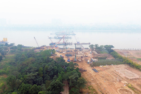 Dự án cầu Trần Hưng Đạo: Đẩy nhanh thi công cầu chính và nút giao Cổ Linh